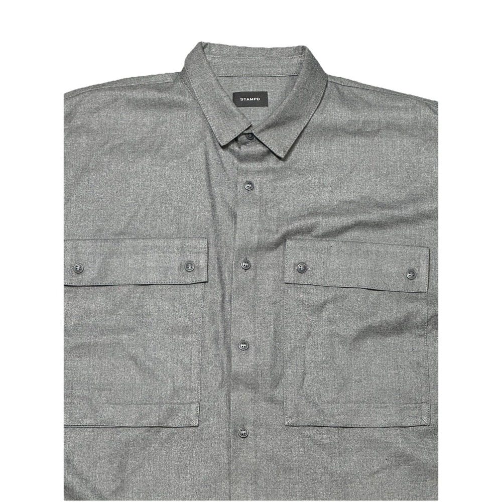Stampd Berlin Button Up Shirt S Grey Oversized Side Zipper Pockets Minimalistic - Picture 2 of 6